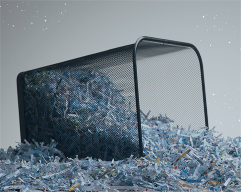 Shredded Paper in Basket