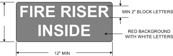F-14 DETAIL OF “FIRE RISER INSIDE” SIGN