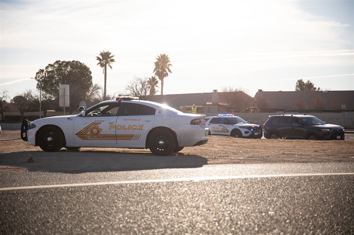 Two police units conducting traffic stops in Victorville
