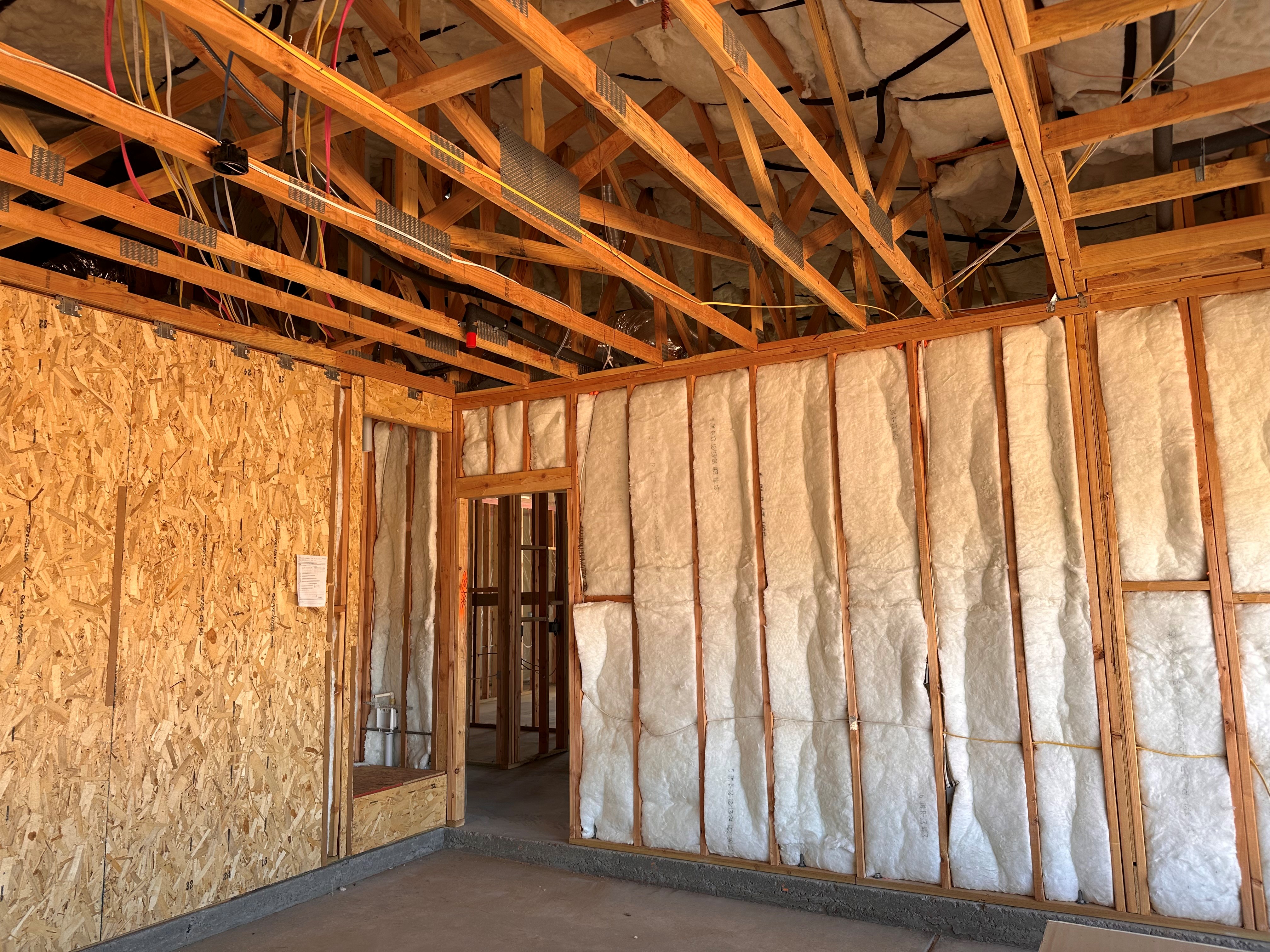 Interior construction of a residential home within a tract development.